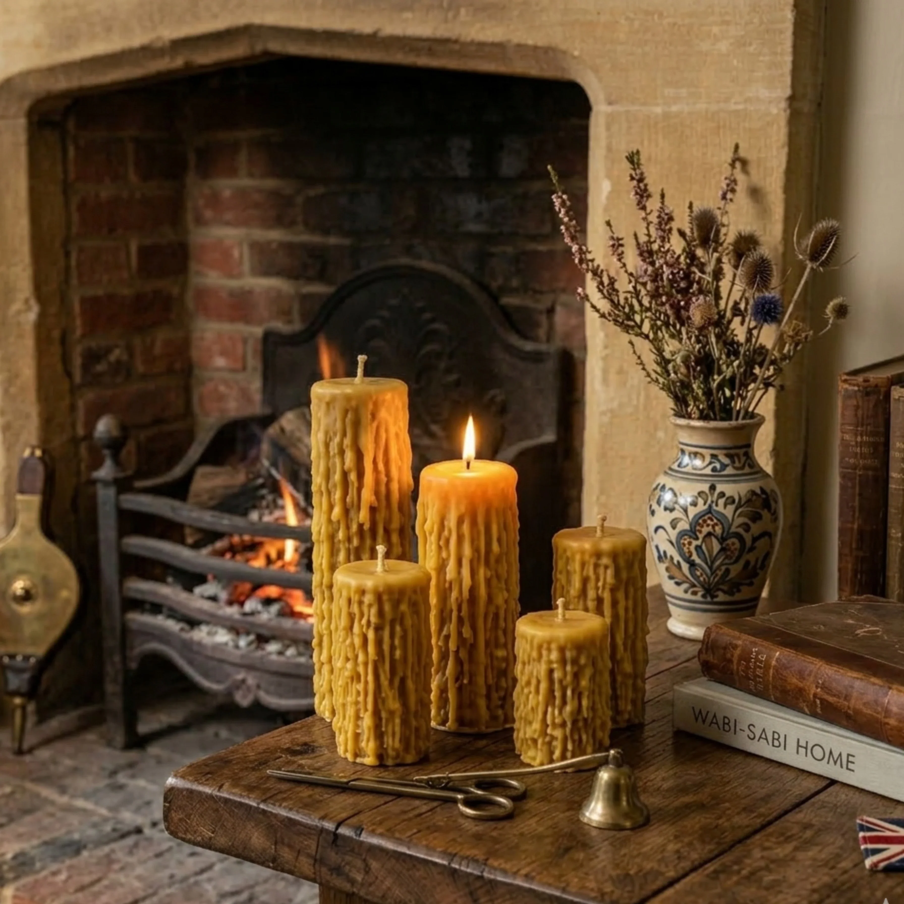 Pure Beeswax Unique Driped Pillar Candles - Image 6